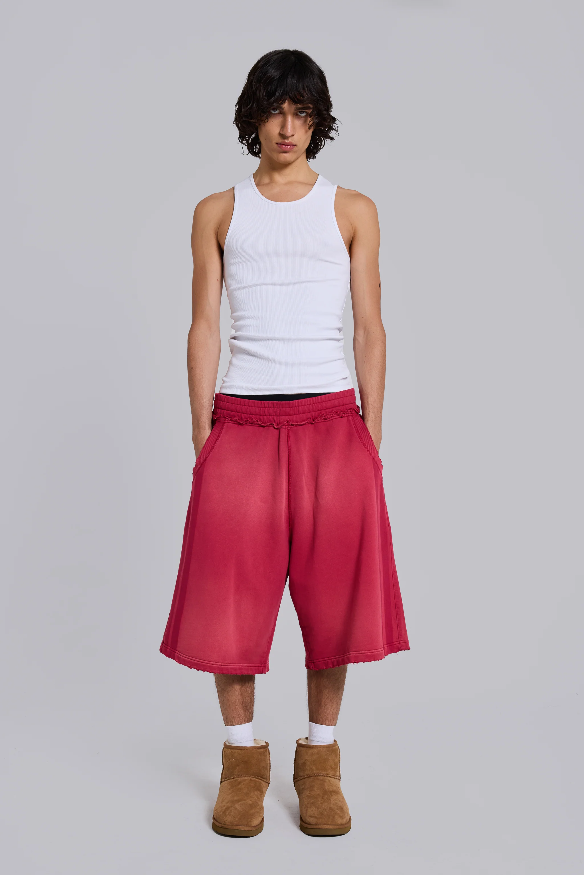 Red Sport Stripe Monster Jogger Shorts