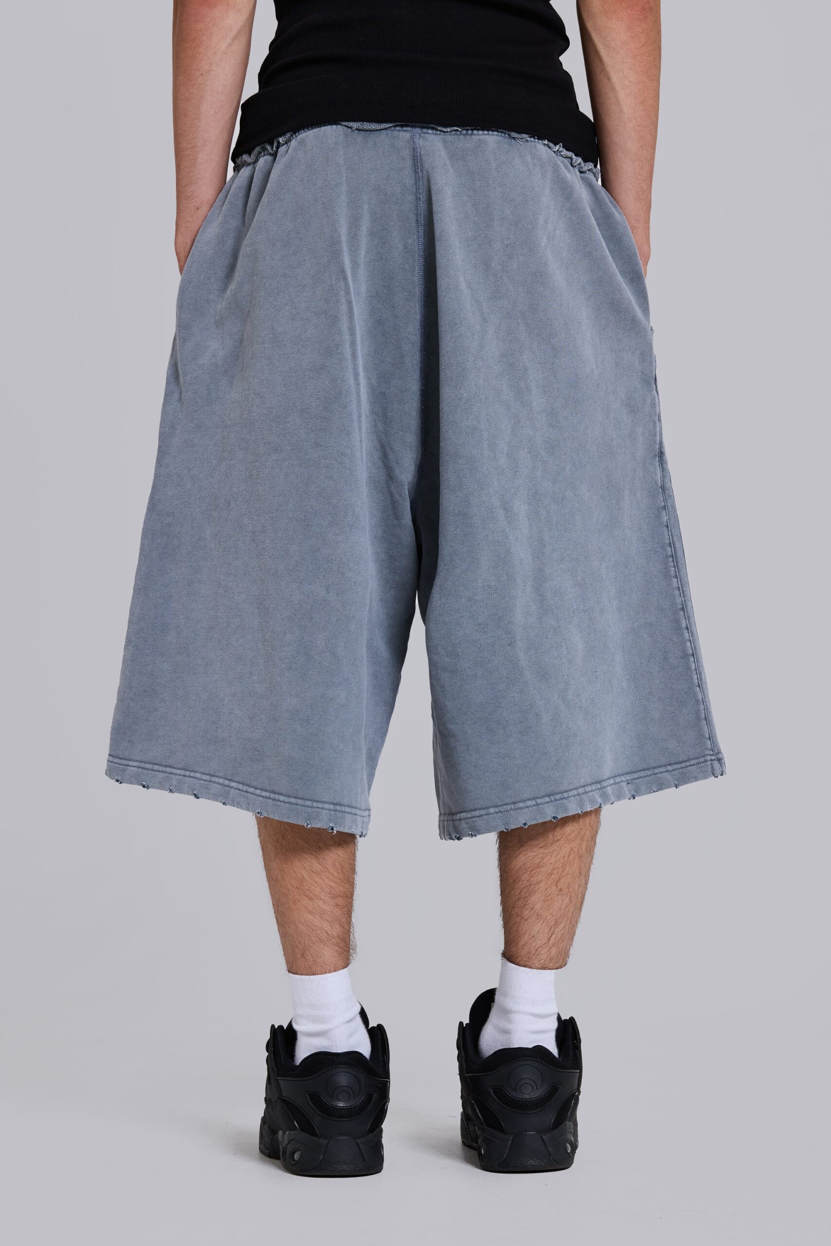 2884-washed-grey-sporty-stripe-monster-jogger-shorts-3.jpg Washed Grey Sporty Stripe Monster Jogger Shorts