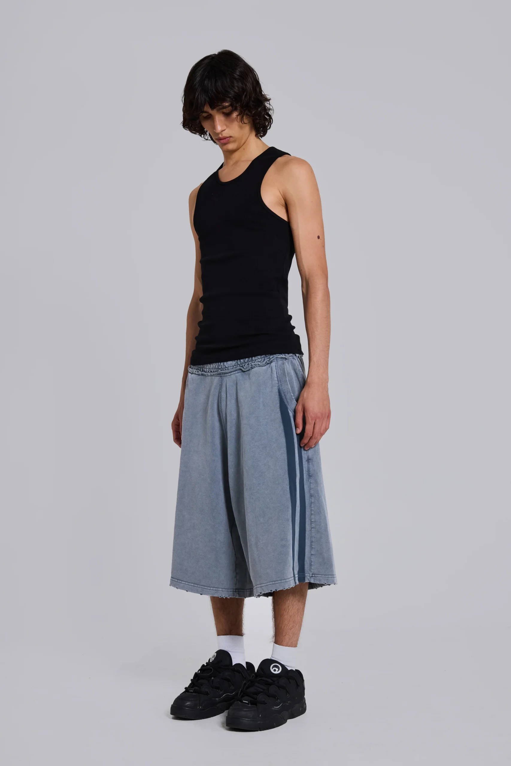 2884-washed-grey-sporty-stripe-monster-jogger-shorts-4.webp Washed Grey Sporty Stripe Monster Jogger Shorts