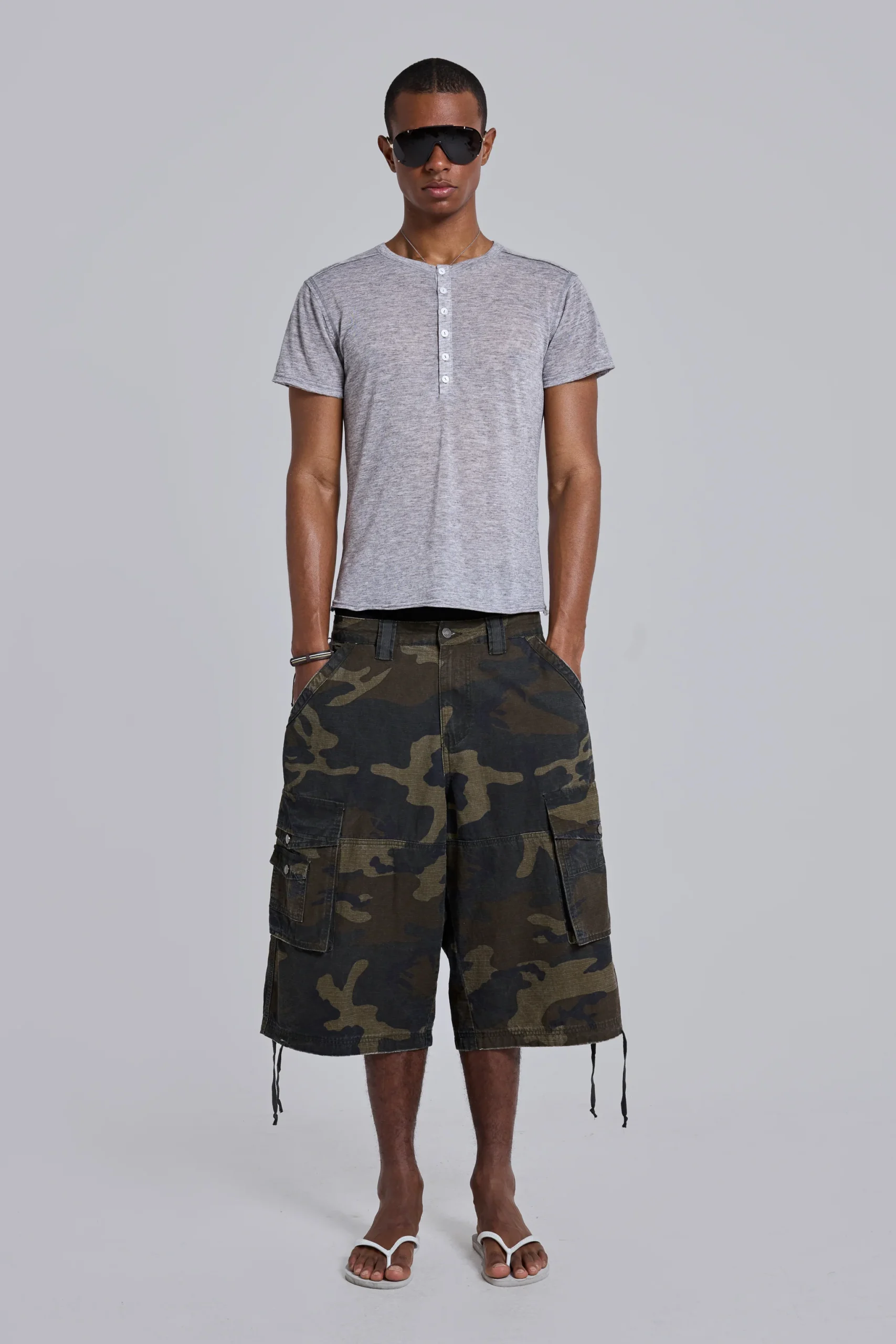 Grey Marl Haze Henley T-Shirt