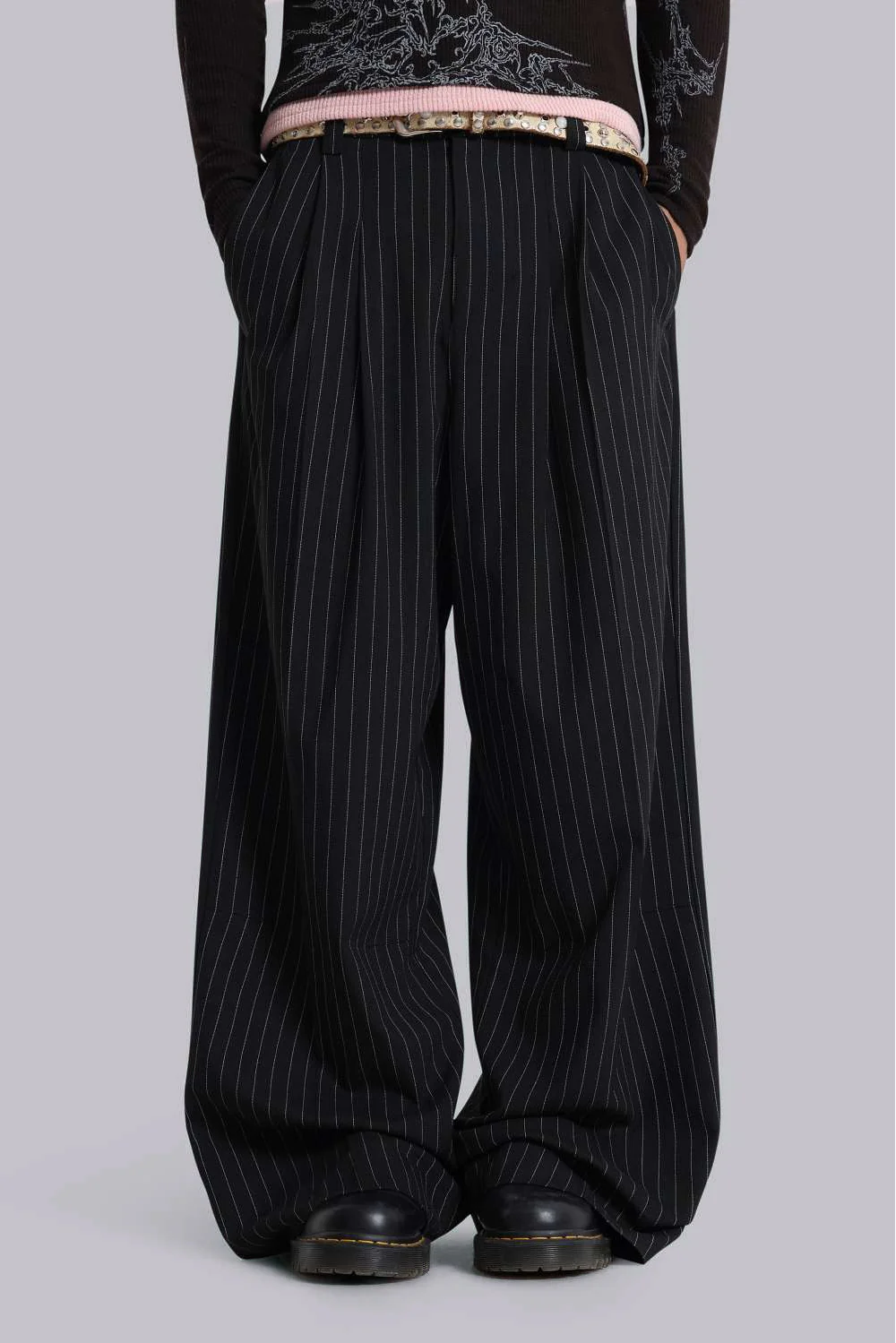 Black Pinstripe Goliath Suit Pants