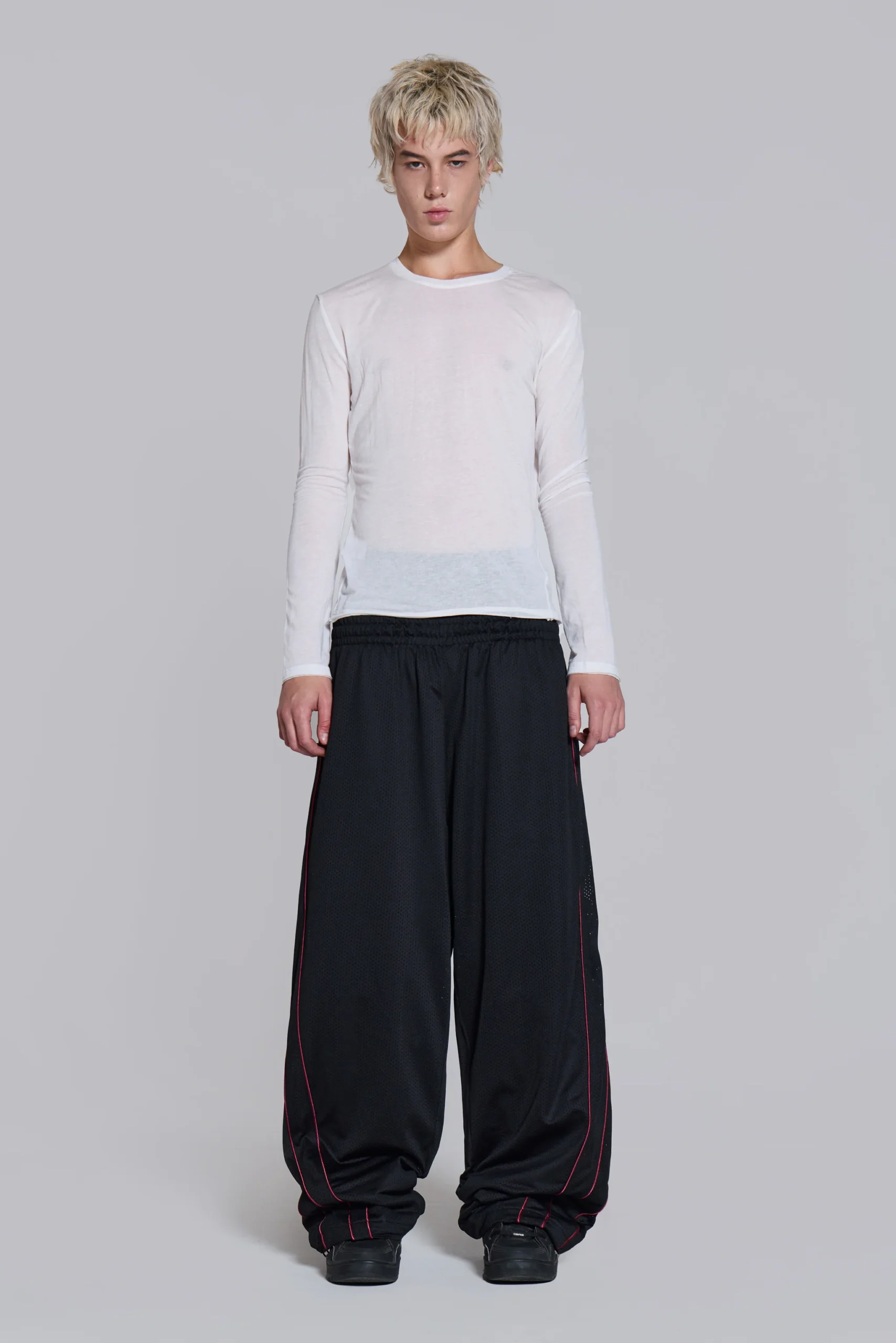 Black Mesh Vapor Tracksuit Bottoms