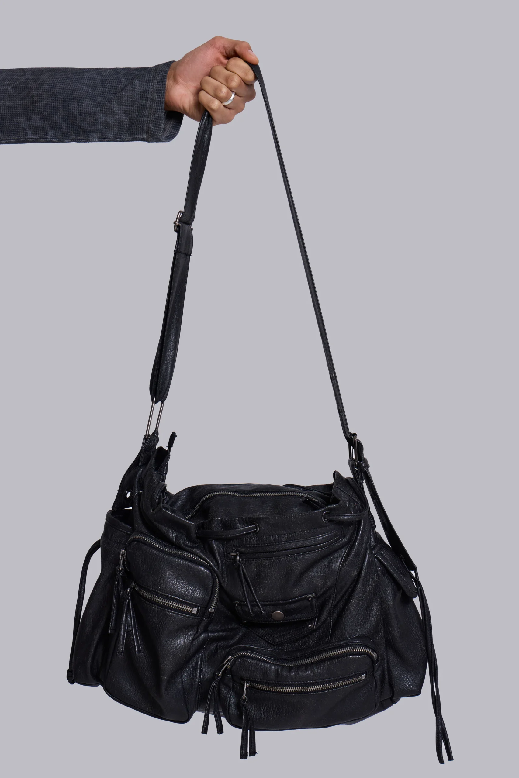 Faux Leather Utility Satchel