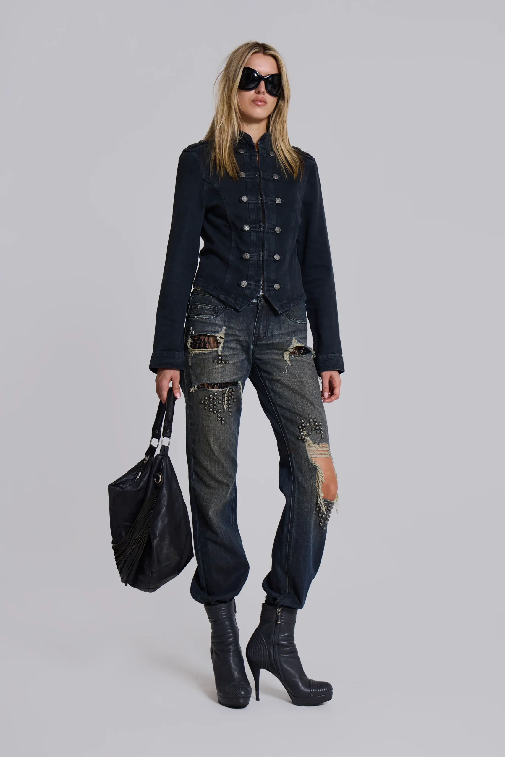 Rebel Military Jacket in Washed Black