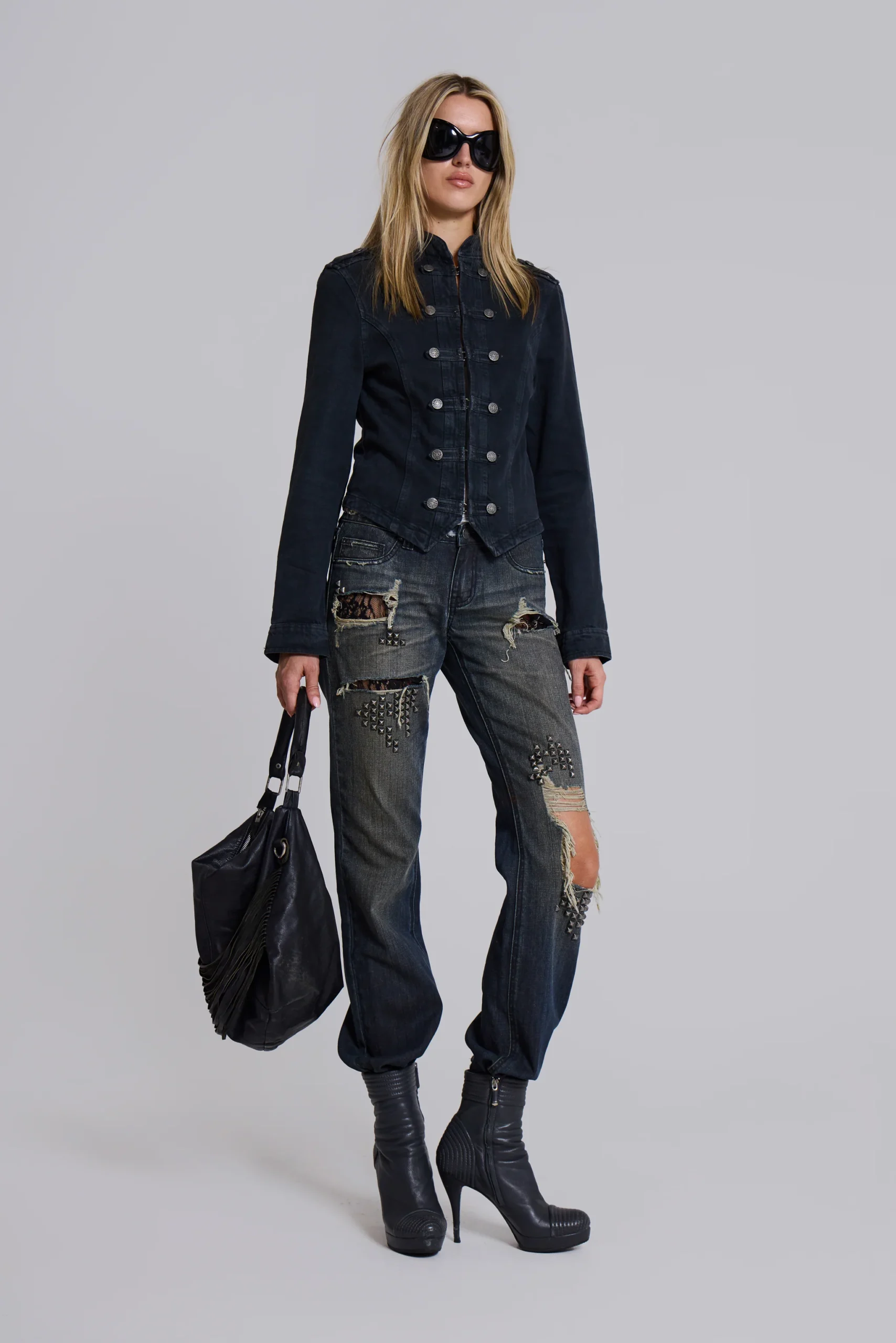 Rebel Military Jacket in Washed Black