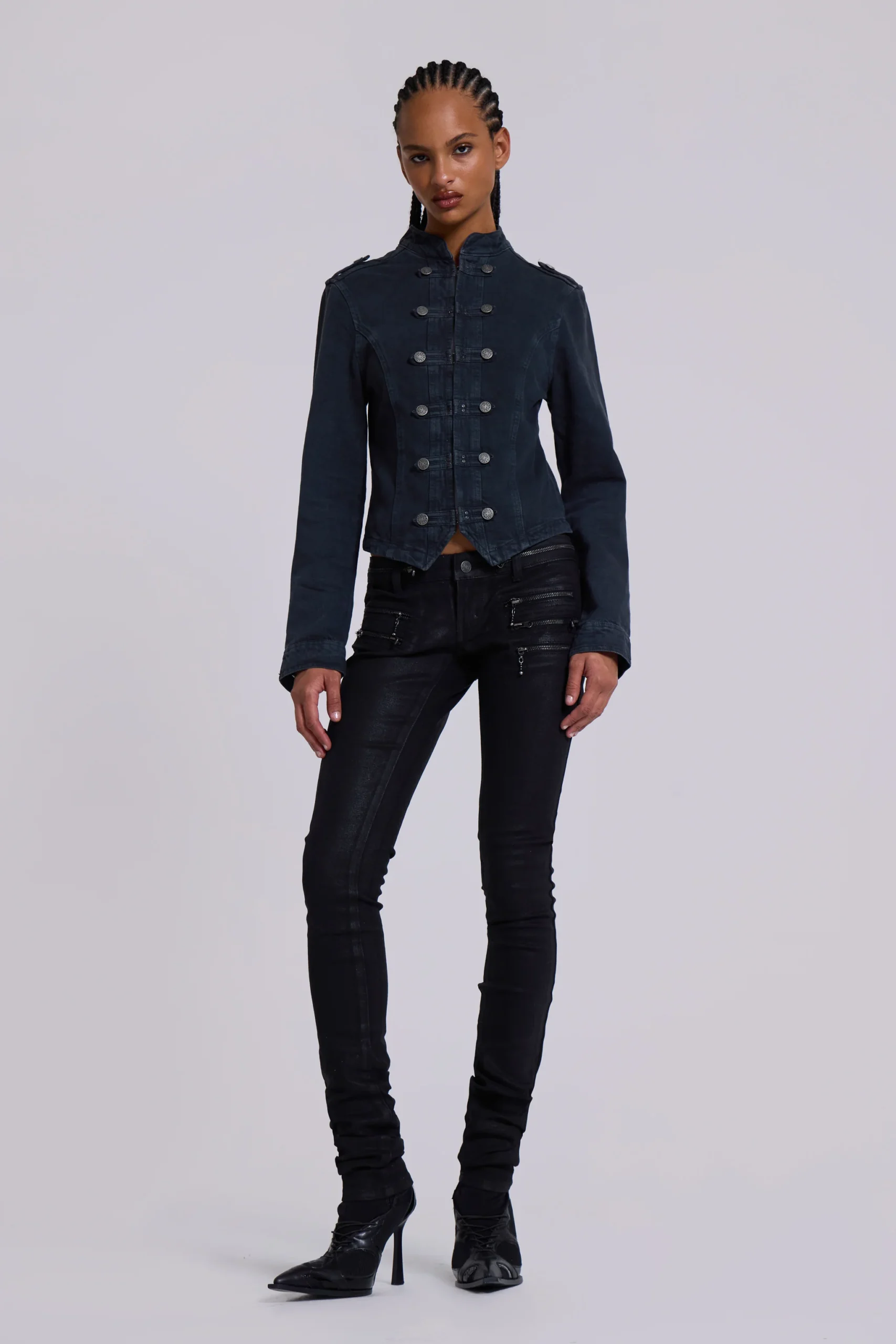 Rebel Military Jacket in Washed Black