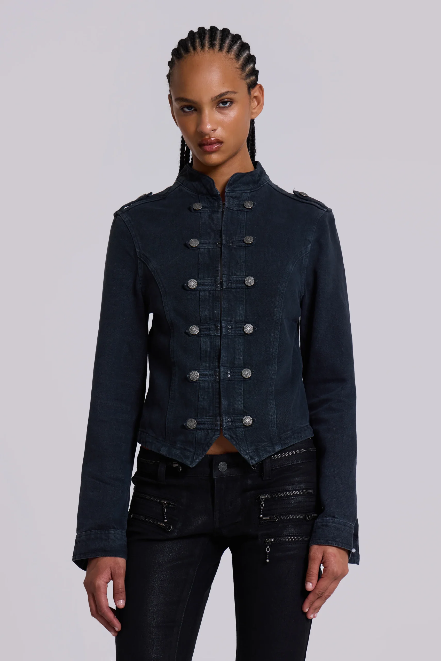 Rebel Military Jacket in Washed Black