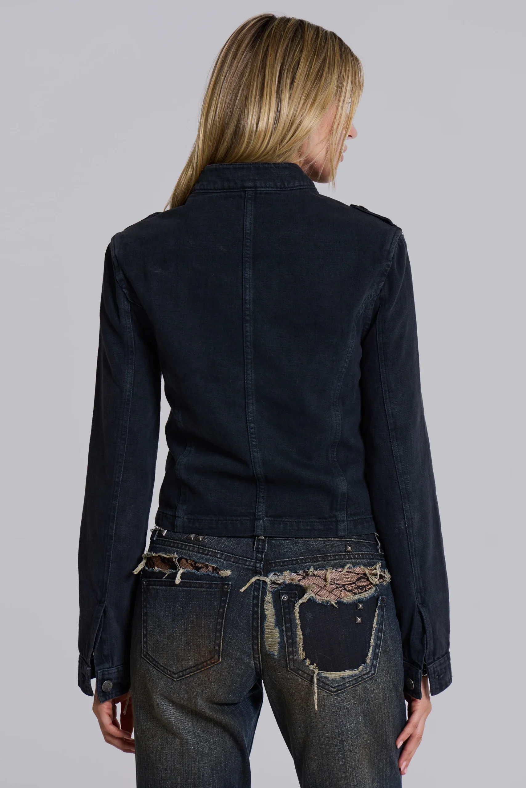 Rebel Military Jacket in Washed Black