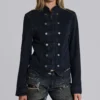 Rebel Military Jacket in Washed Black