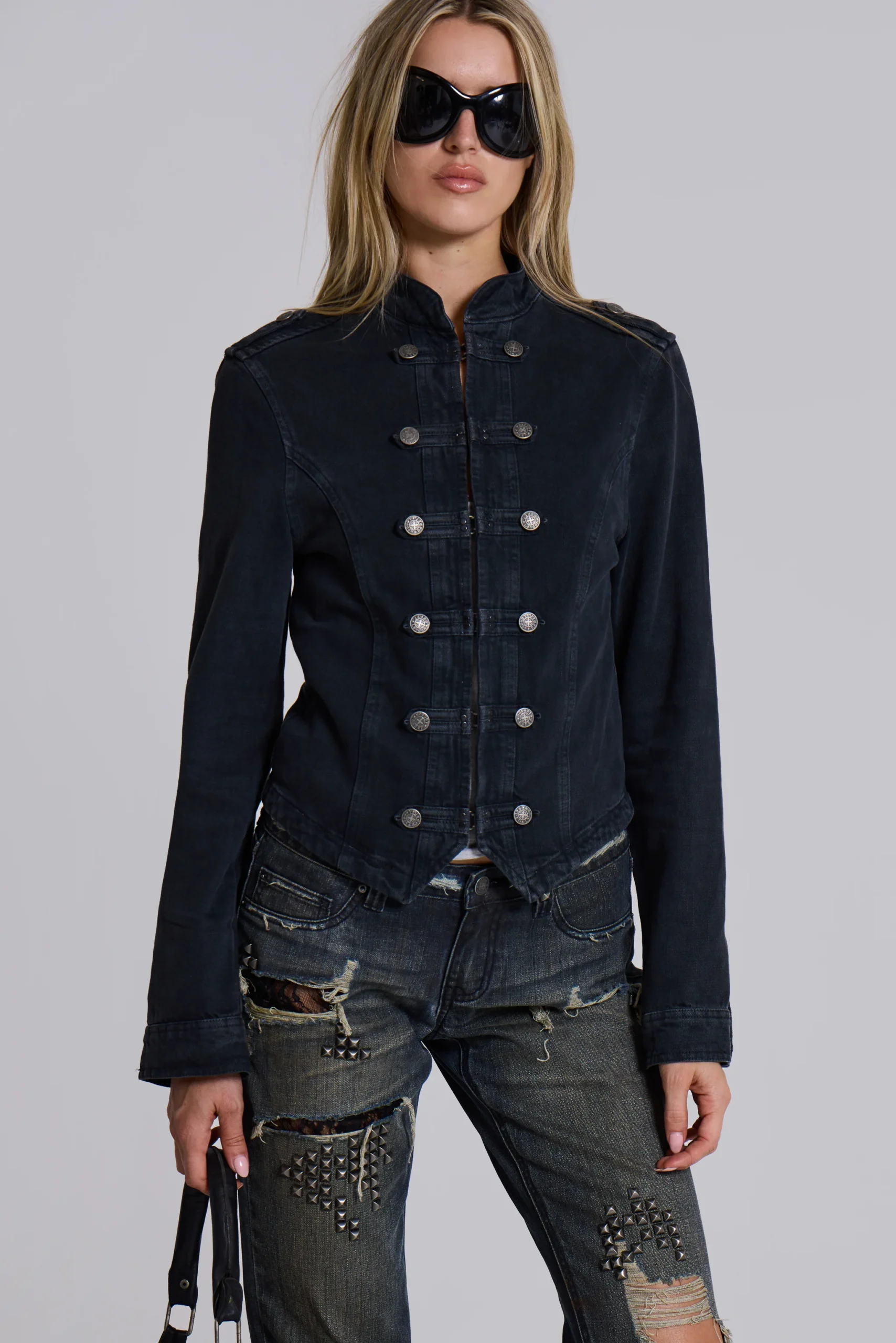 Rebel Military Jacket in Washed Black
