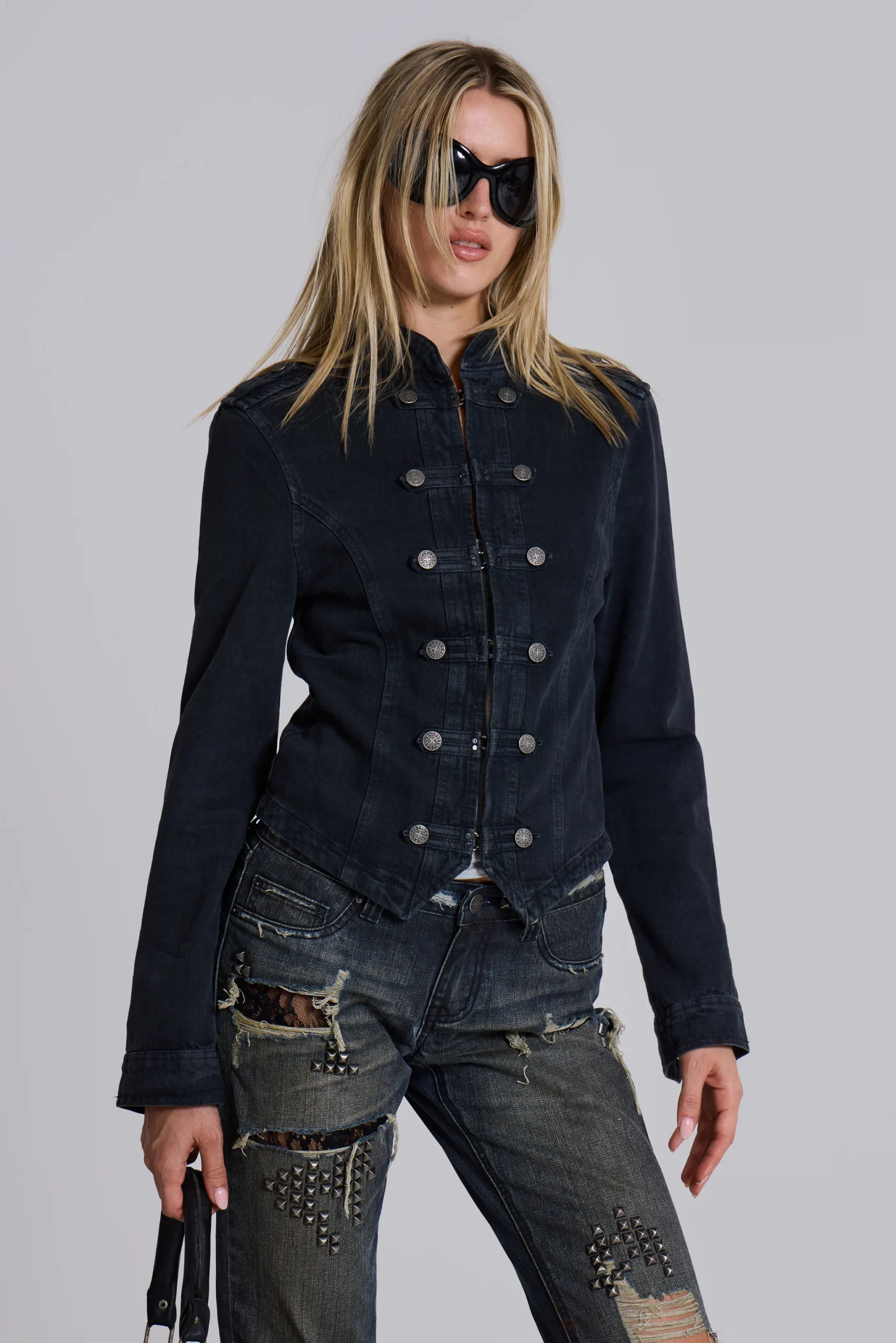 Rebel Military Jacket in Washed Black