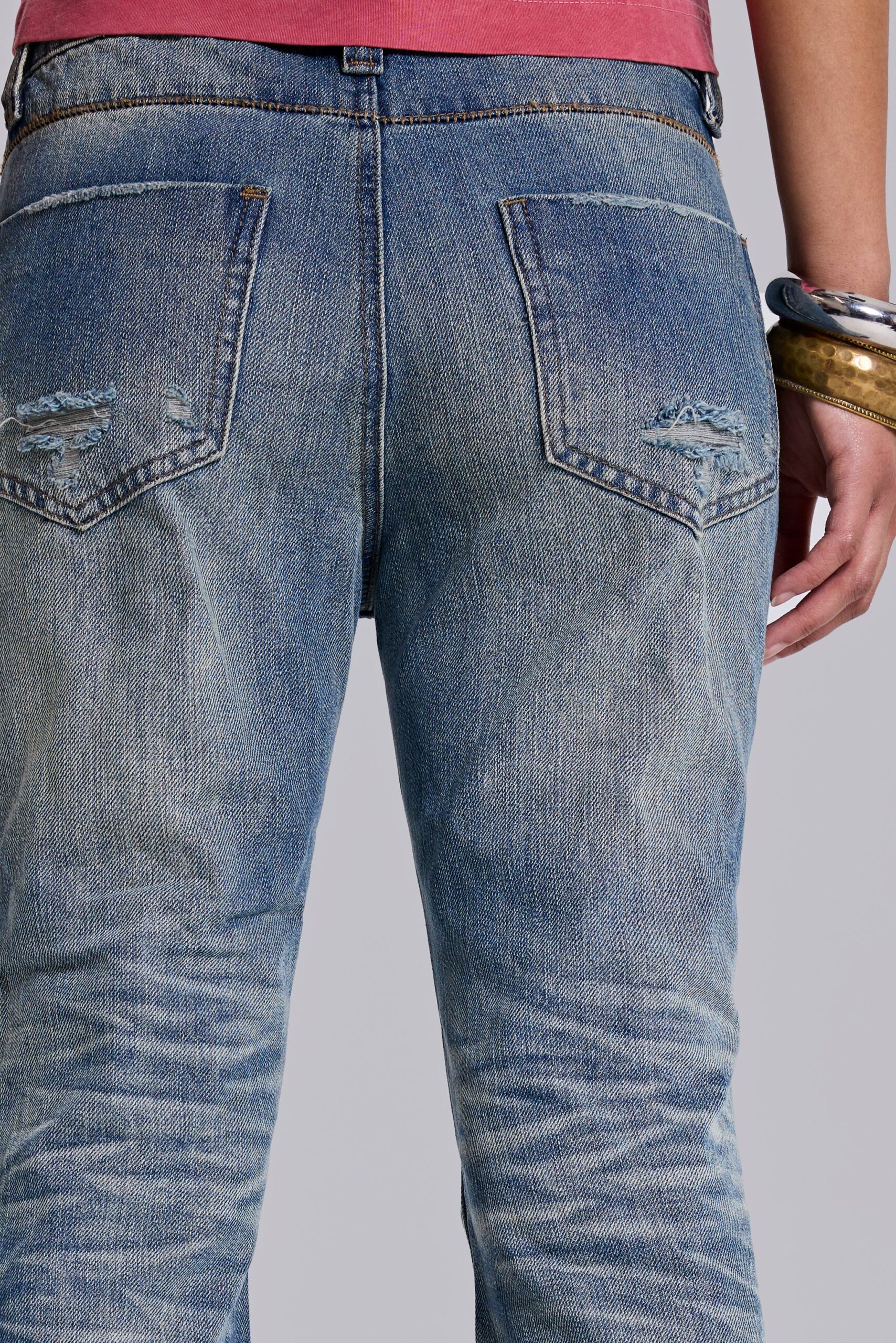 3266-mid-blue-distressed-creased-drift-flared-jeans-7.jpg Mid Blue Distressed Creased Drift Flared Jeans