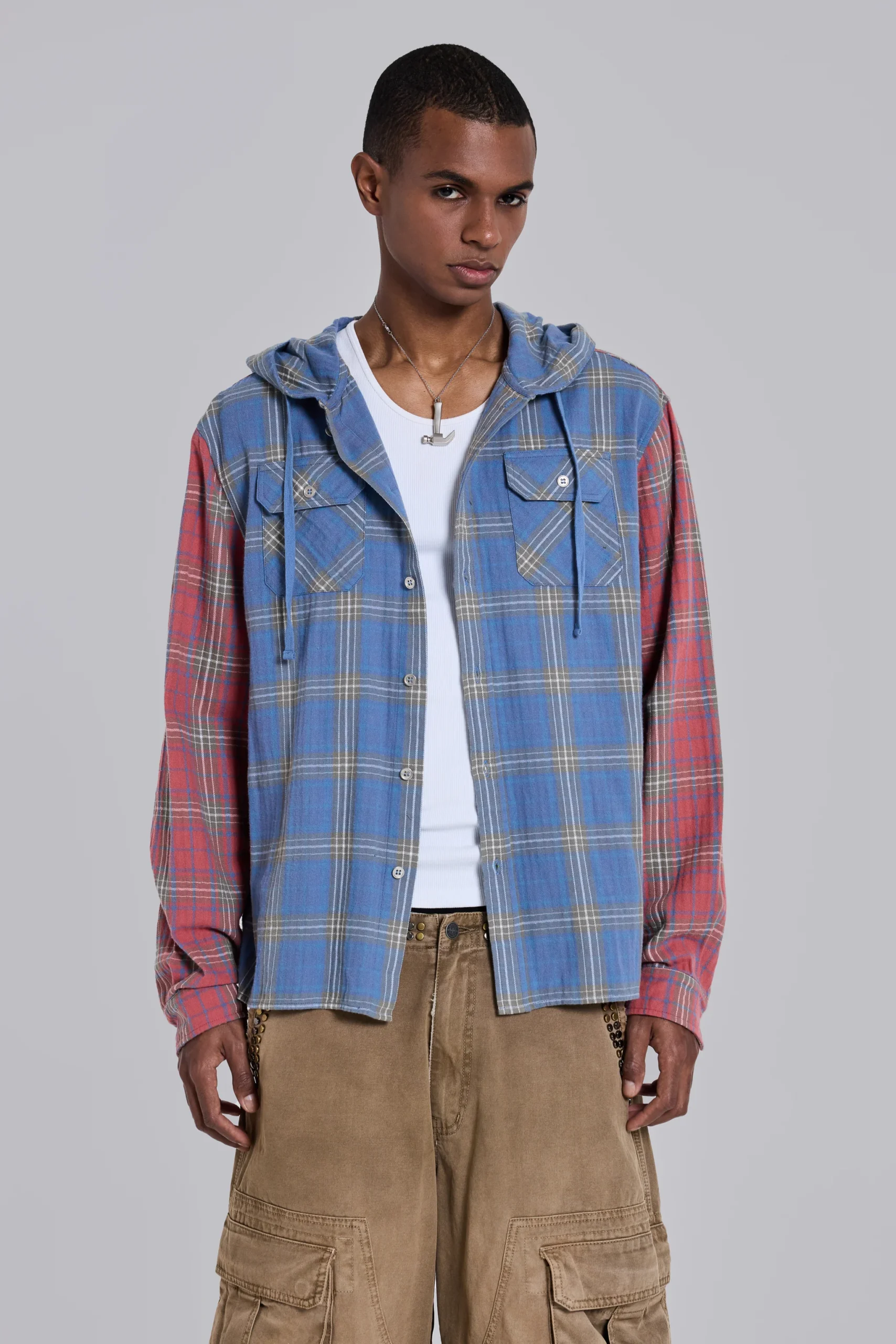 327-checked-button-up-hooded-shirt-1.webp Checked Button-Up Hooded Shirt