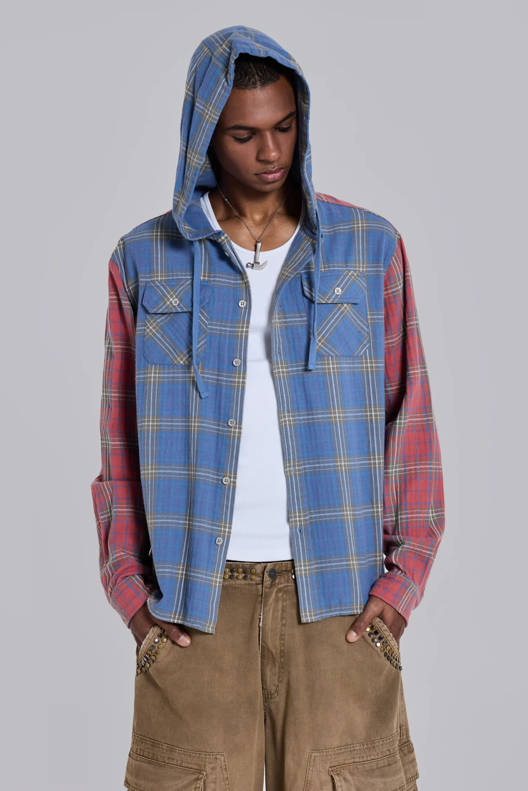 327-checked-button-up-hooded-shirt-3.webp Checked Button-Up Hooded Shirt