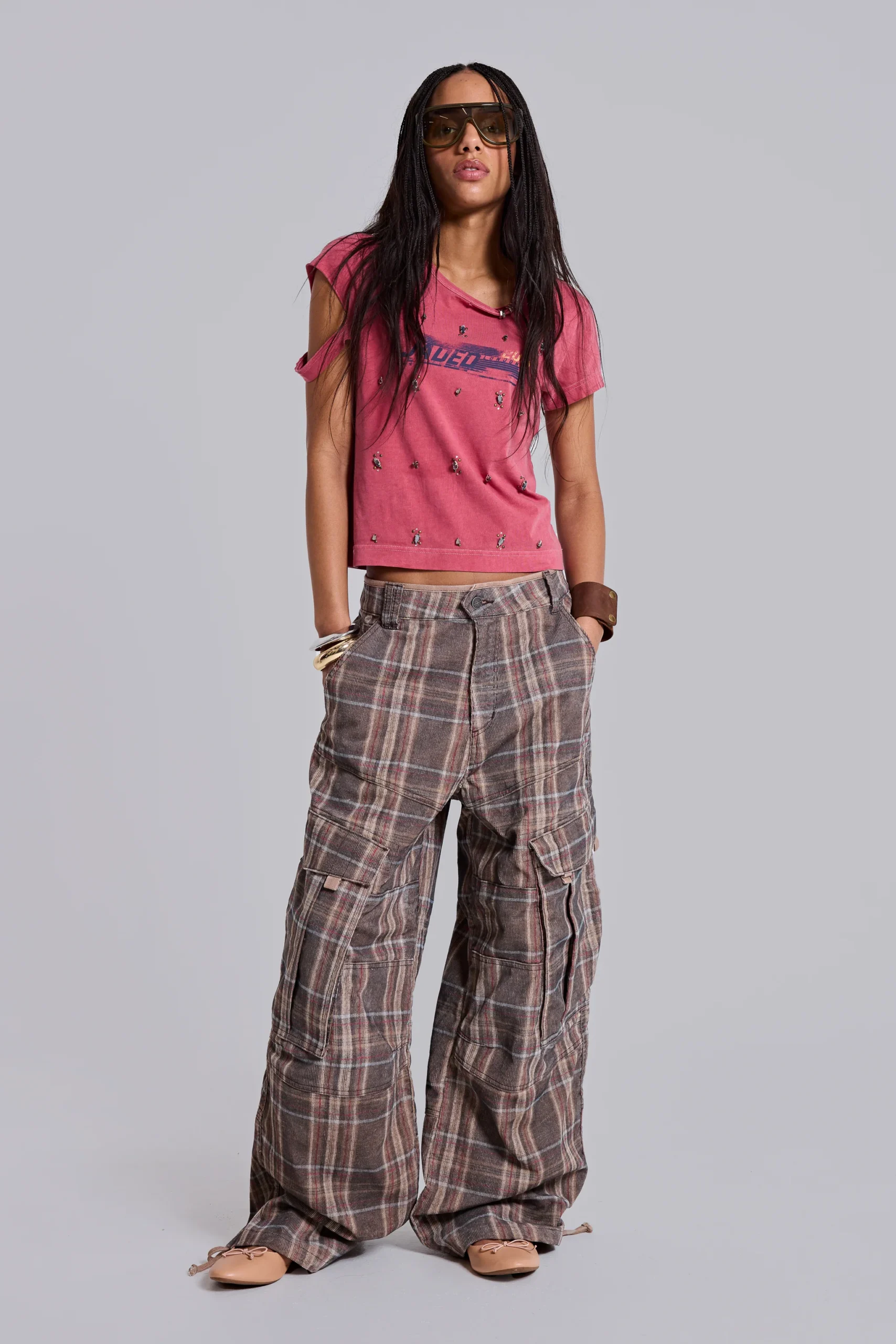 3350-brown-check-cadet-cargos-1.webp Brown Check Cadet Cargos