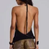 Tatiana Backless Studded Top in Black