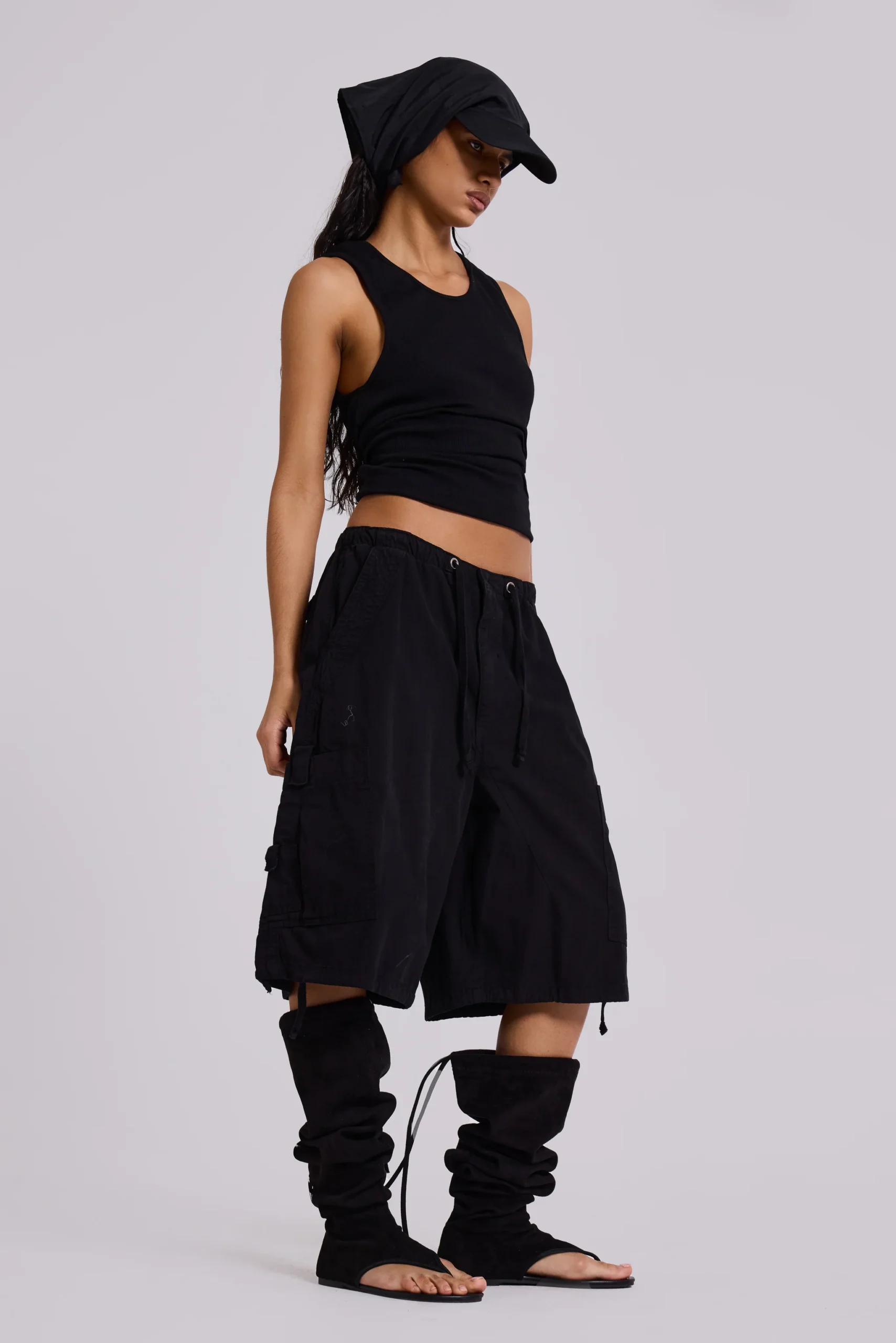 Black Parachute Cargo Shorts