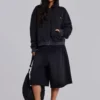 Washed Black Monster Jogger Shorts