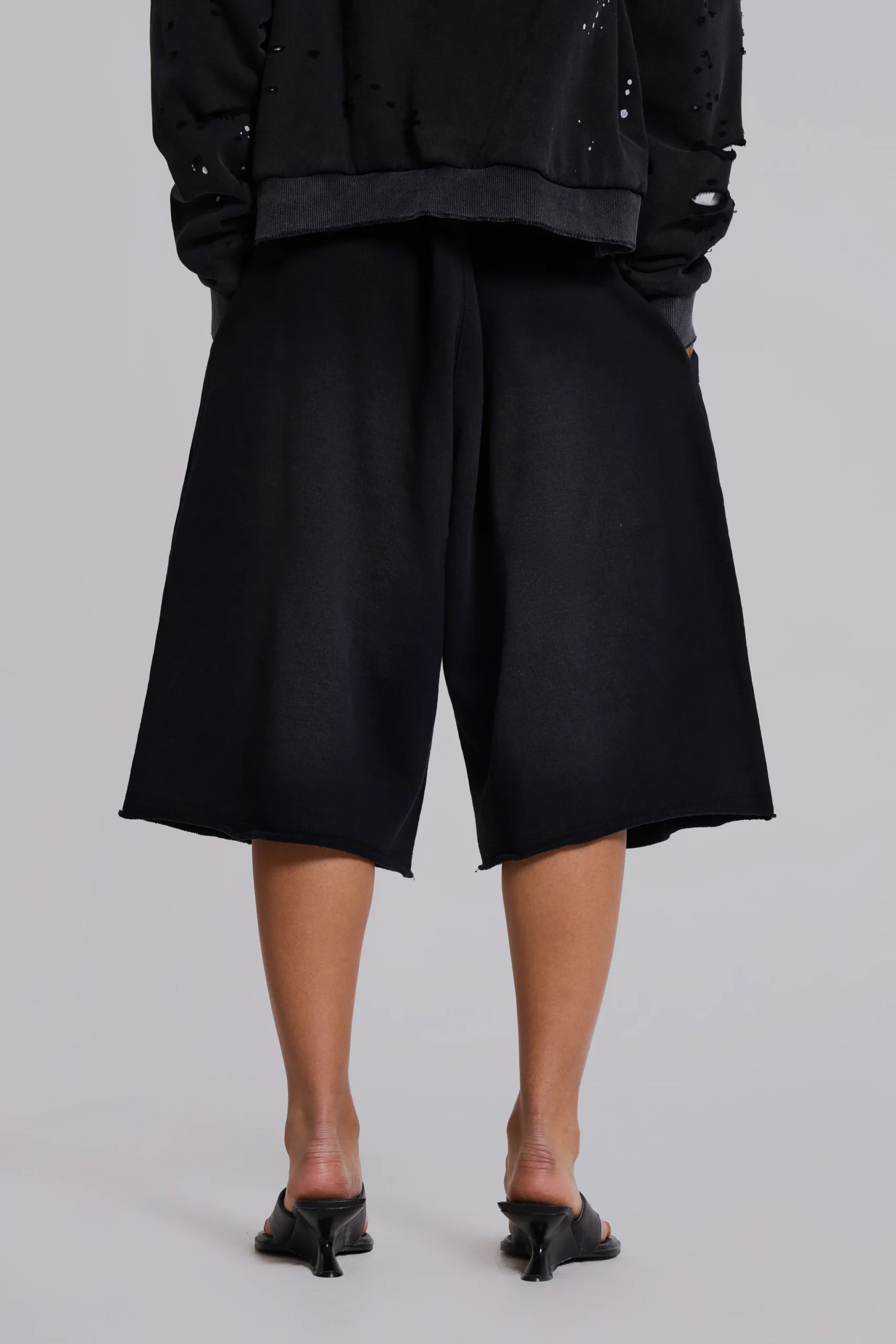Washed Black Monster Jogger Shorts