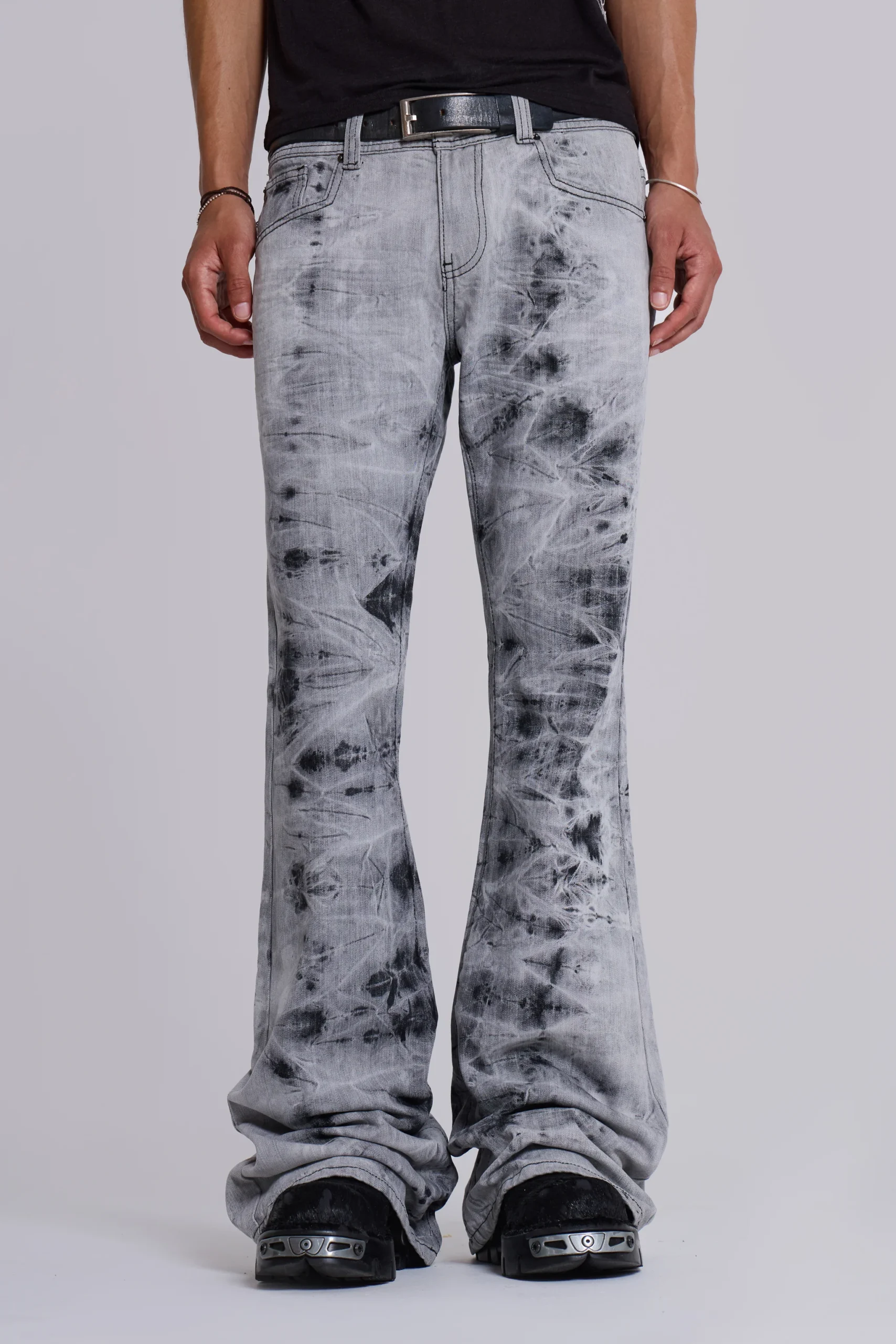 3555-grey-tie-dye-drift-bootcut-jeans-1.webp Grey Tie Dye Drift Bootcut Jeans