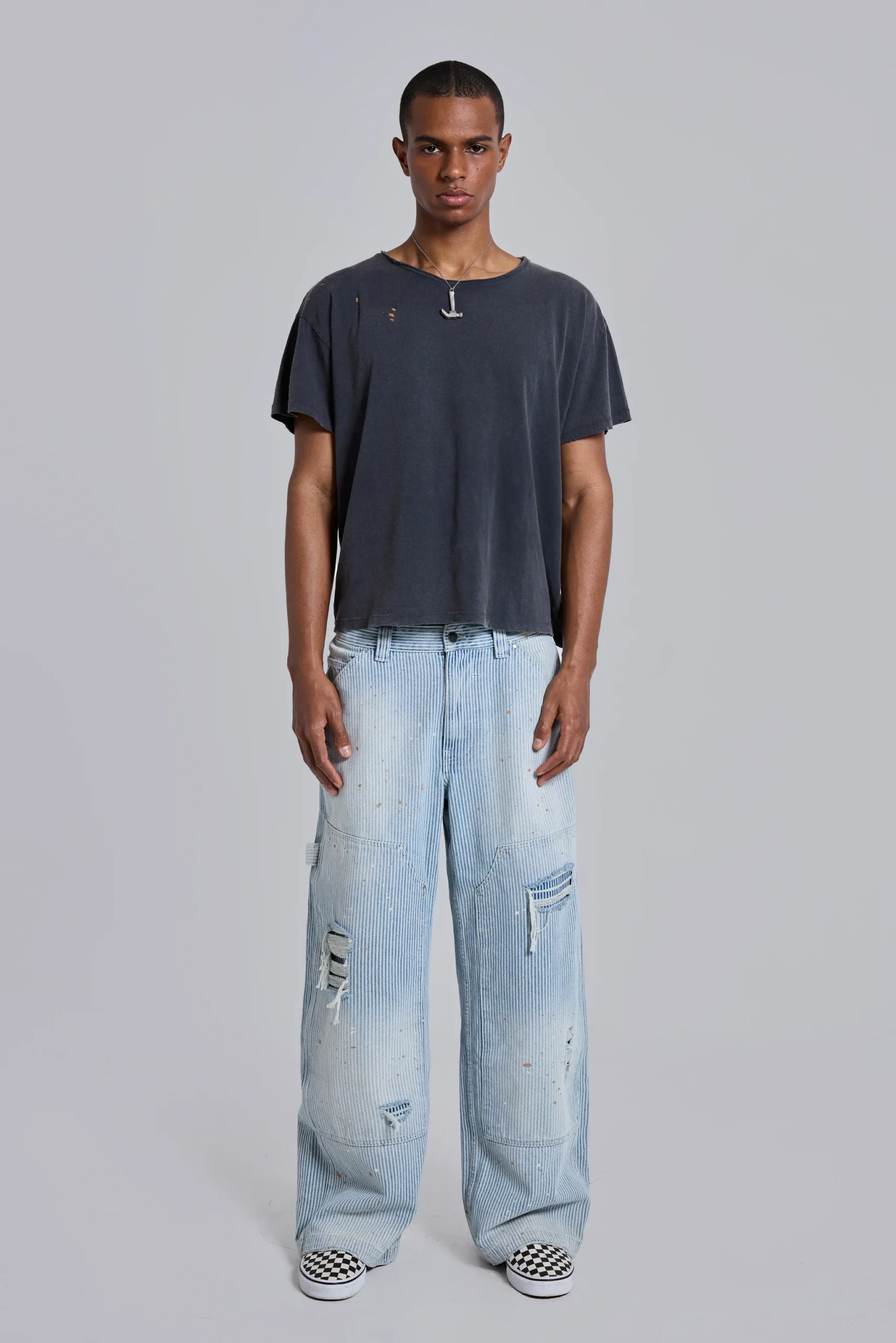 Washed Black Cropped Moth T-Shirt