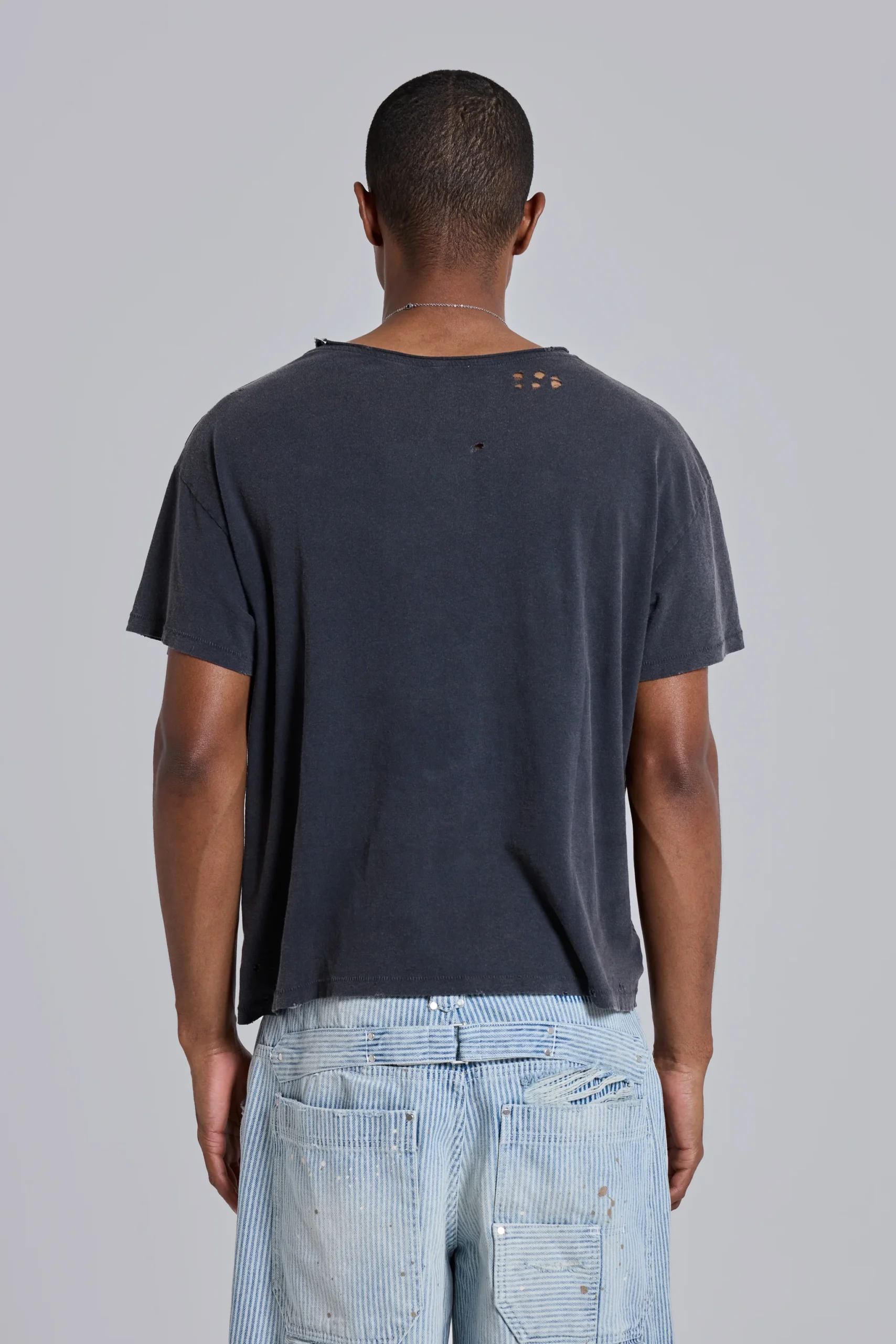 Washed Black Cropped Moth T-Shirt