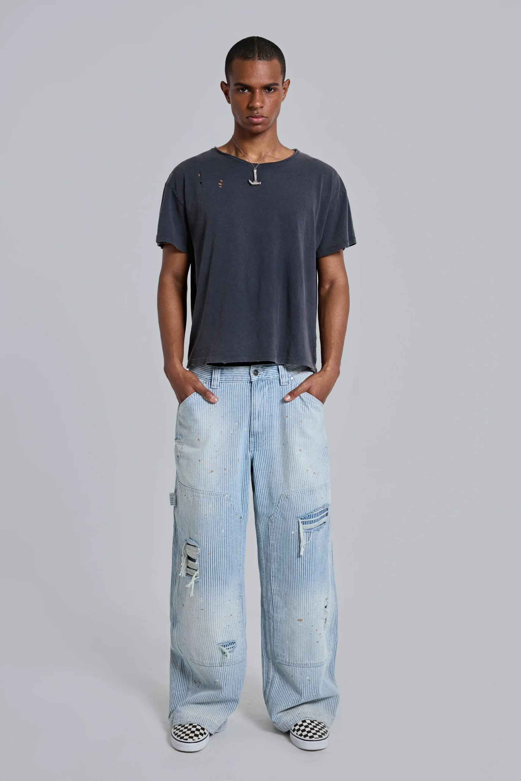 Washed Black Cropped Moth T-Shirt