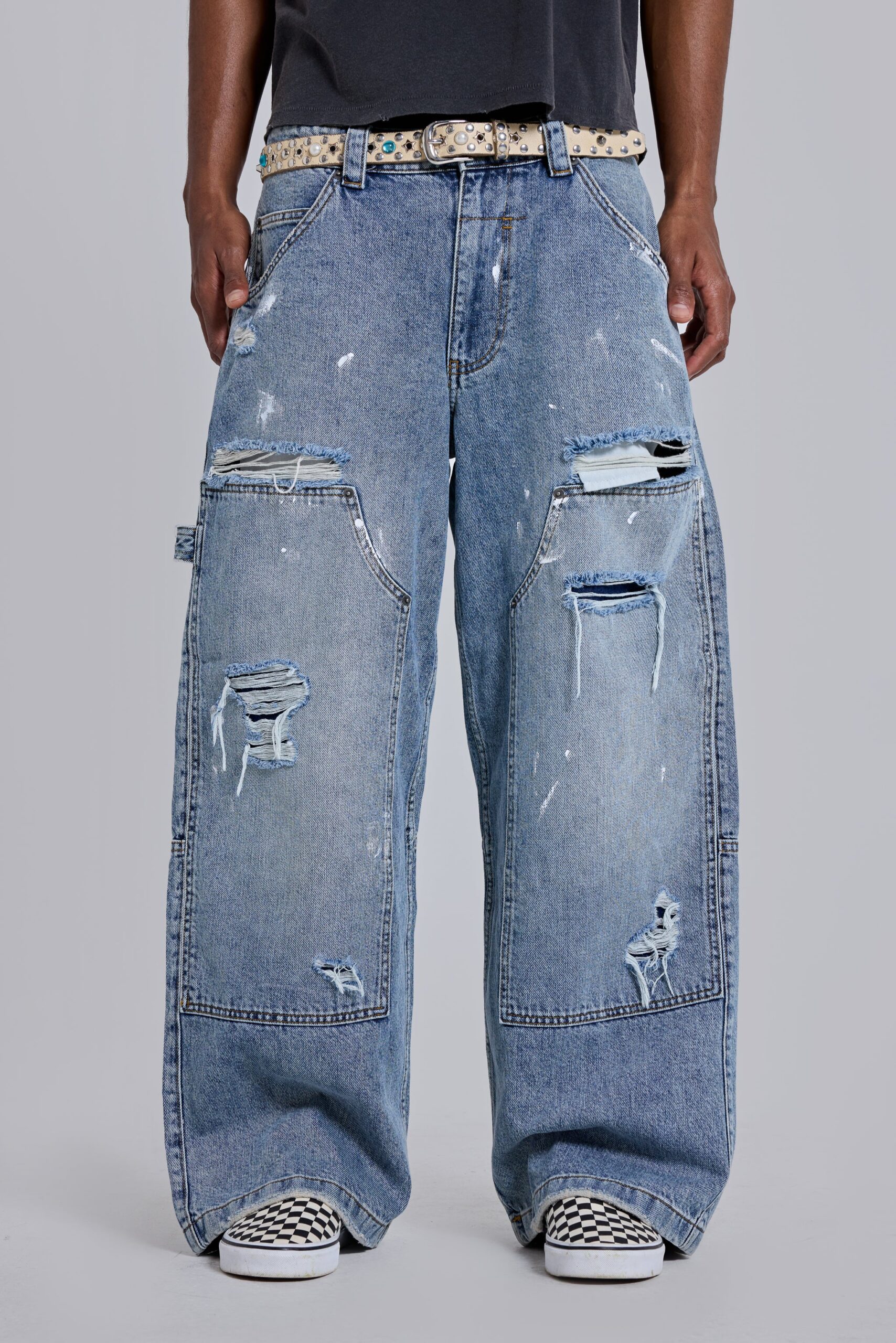 Blue Vintage Distressed Carpenter Jeans