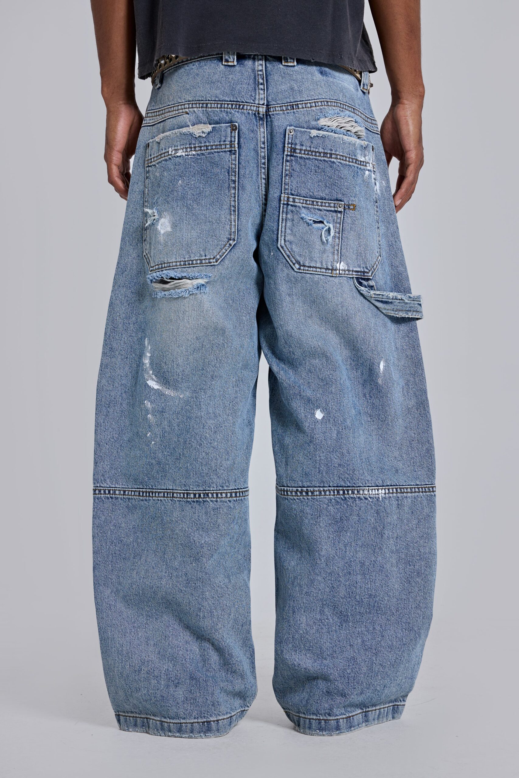 Blue Vintage Distressed Carpenter Jeans