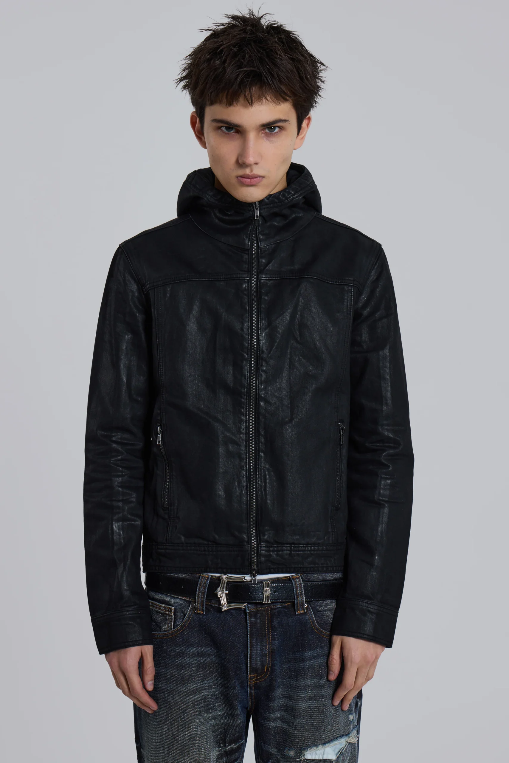 3746-black-bedrock-waxed-hooded-denim-jacket-1.webp Black Bedrock Waxed Hooded Denim Jacket