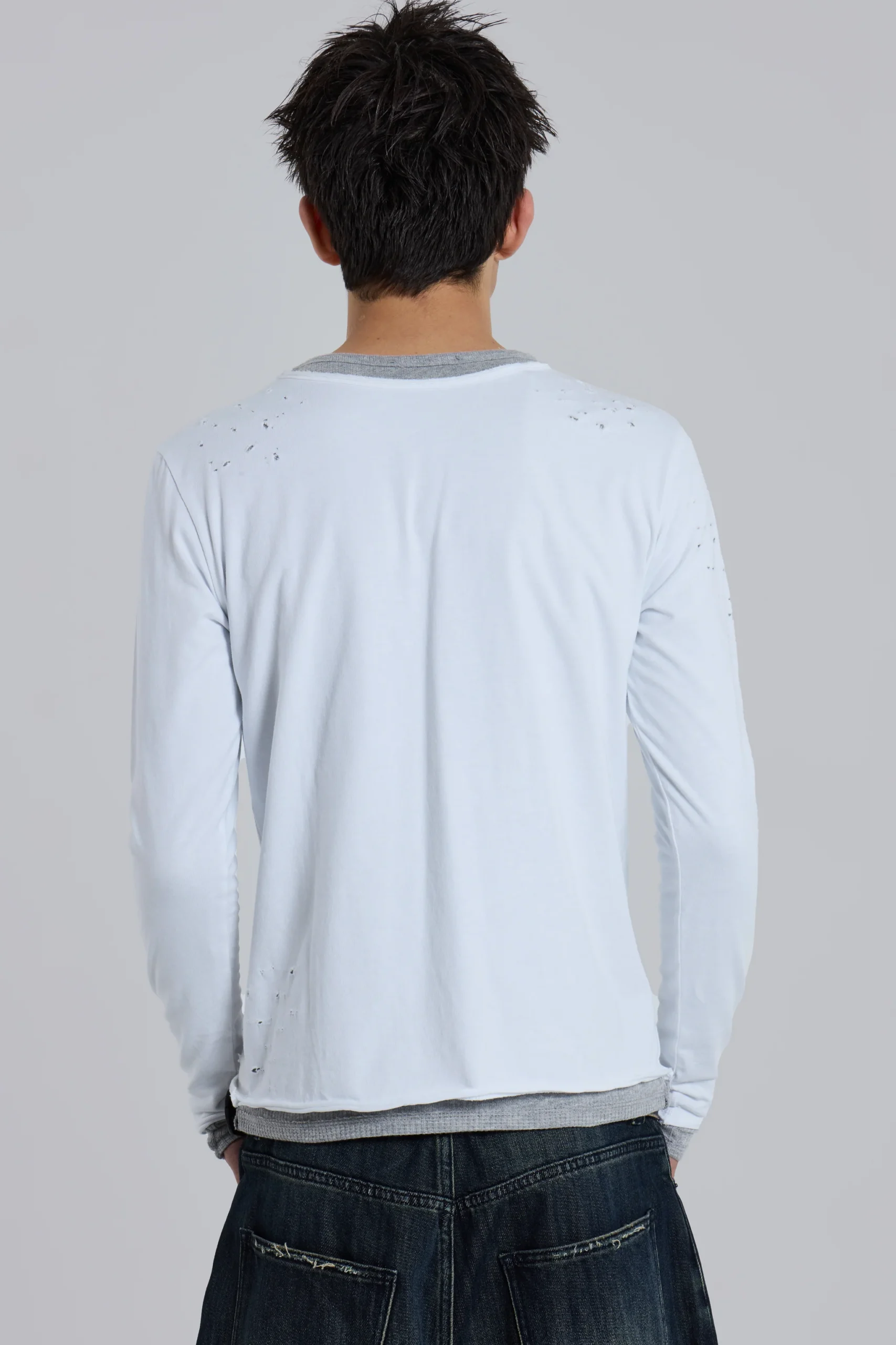 Distressed Double-Layered Waffle Top