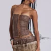 Raven Faux Fur & Leather Skirt