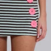 Misty Stripe Button Backless Mini Dress