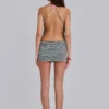 Misty Stripe Button Backless Mini Dress