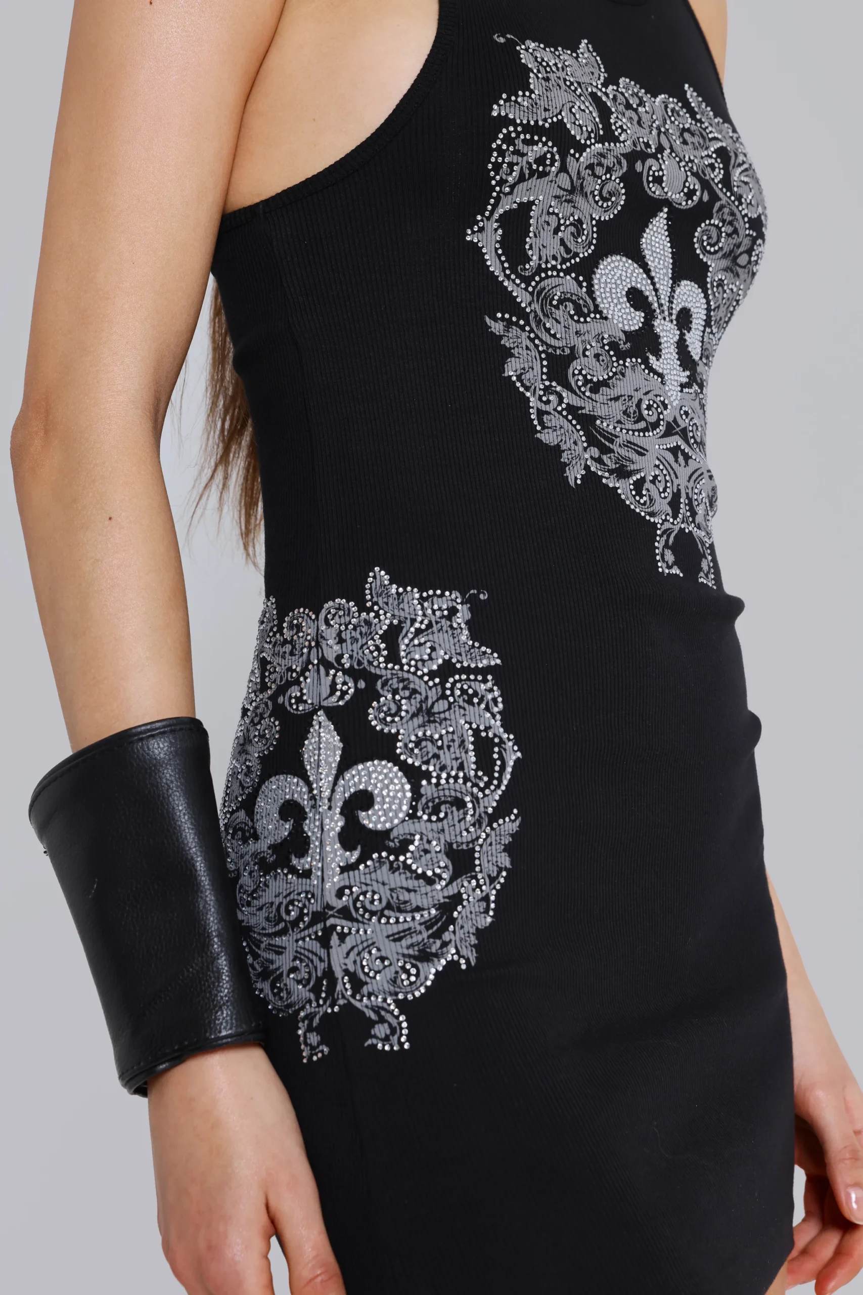 Rock Revival Rhinestone Fleur de Lis Vest Mini Dress