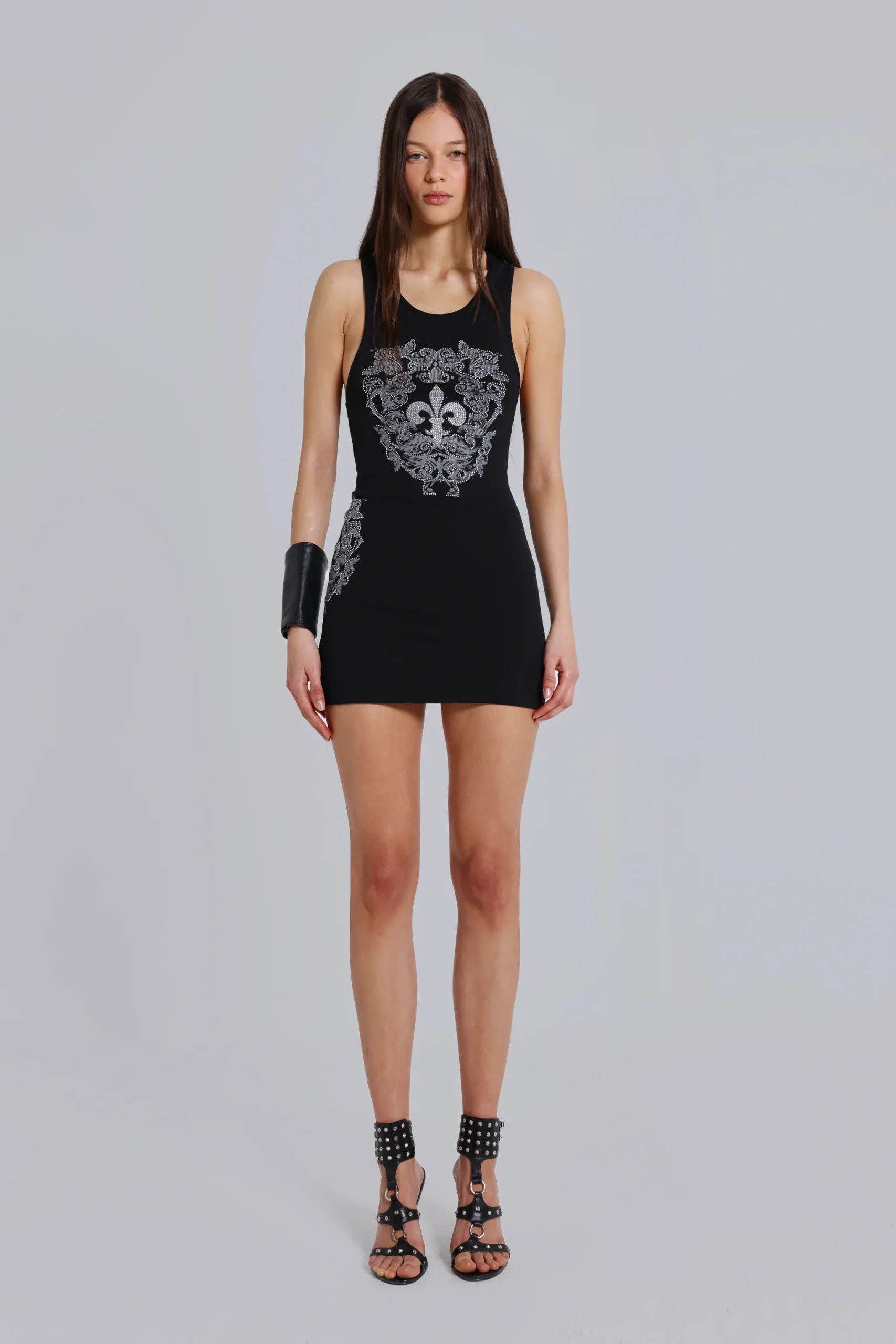 Rock Revival Rhinestone Fleur de Lis Vest Mini Dress