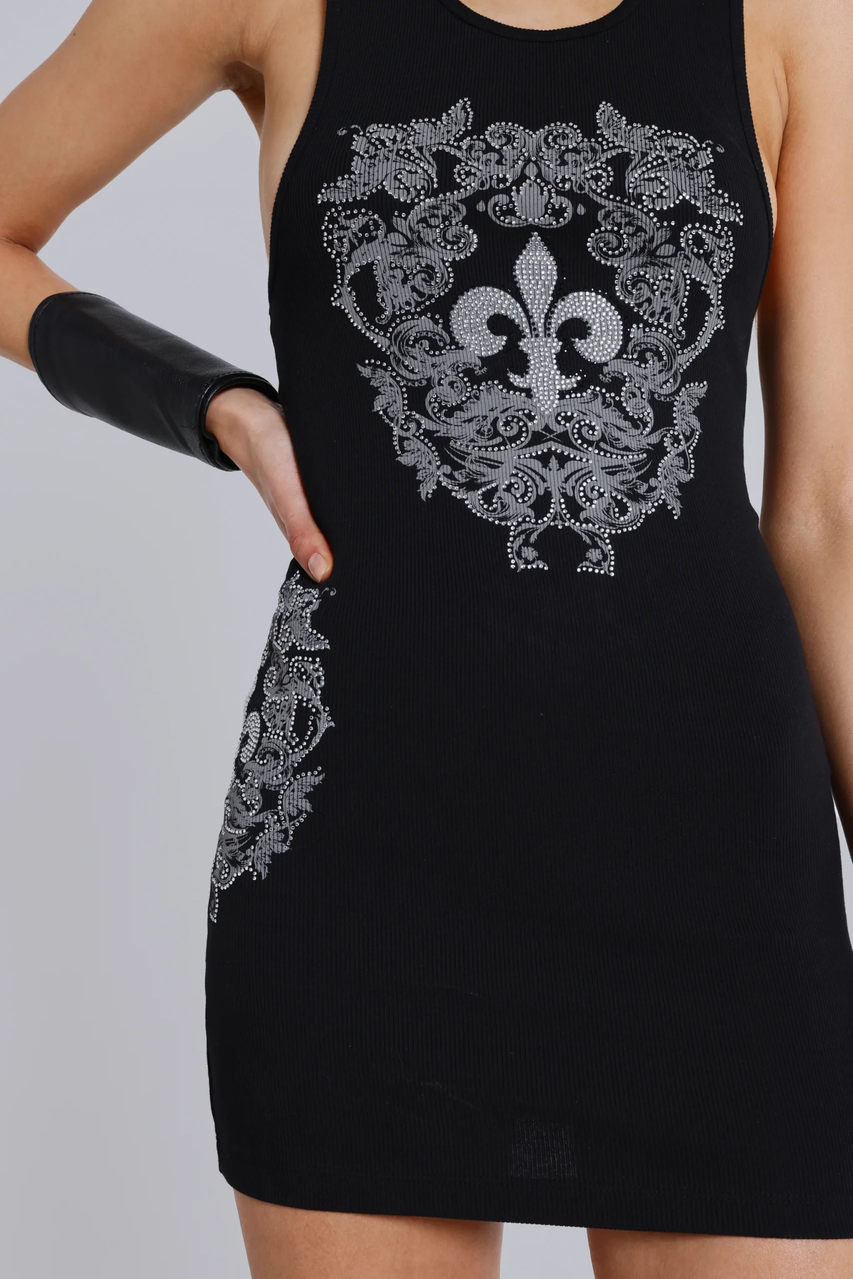 Rock Revival Rhinestone Fleur de Lis Vest Mini Dress