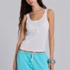 Sheer Henley Vest in White
