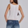 Sheer Henley Vest in White