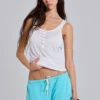 Sheer Henley Vest in White