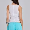 Sheer Henley Vest in White