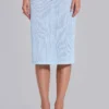 Alysa Airtex Midi Skirt in Turquoise
