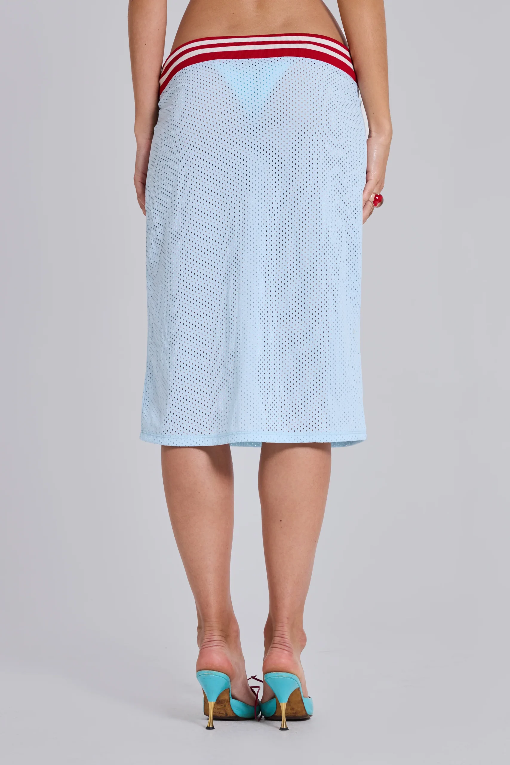 Alysa Airtex Midi Skirt in Turquoise