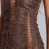 Odile Brown Faux Leather Lace Up Mini Dress