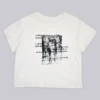 White Etching Cropped T-Shirt