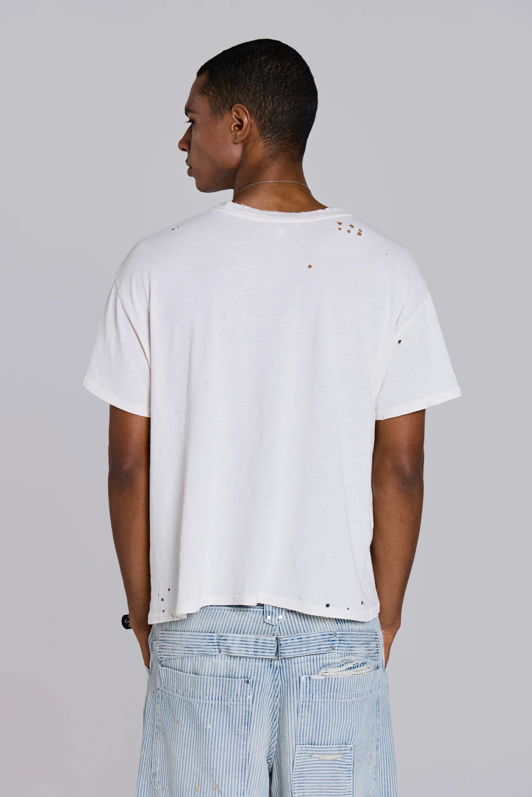 White Etching Cropped T-Shirt