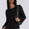 Jexa Jewel Studded Long Sleeve Top