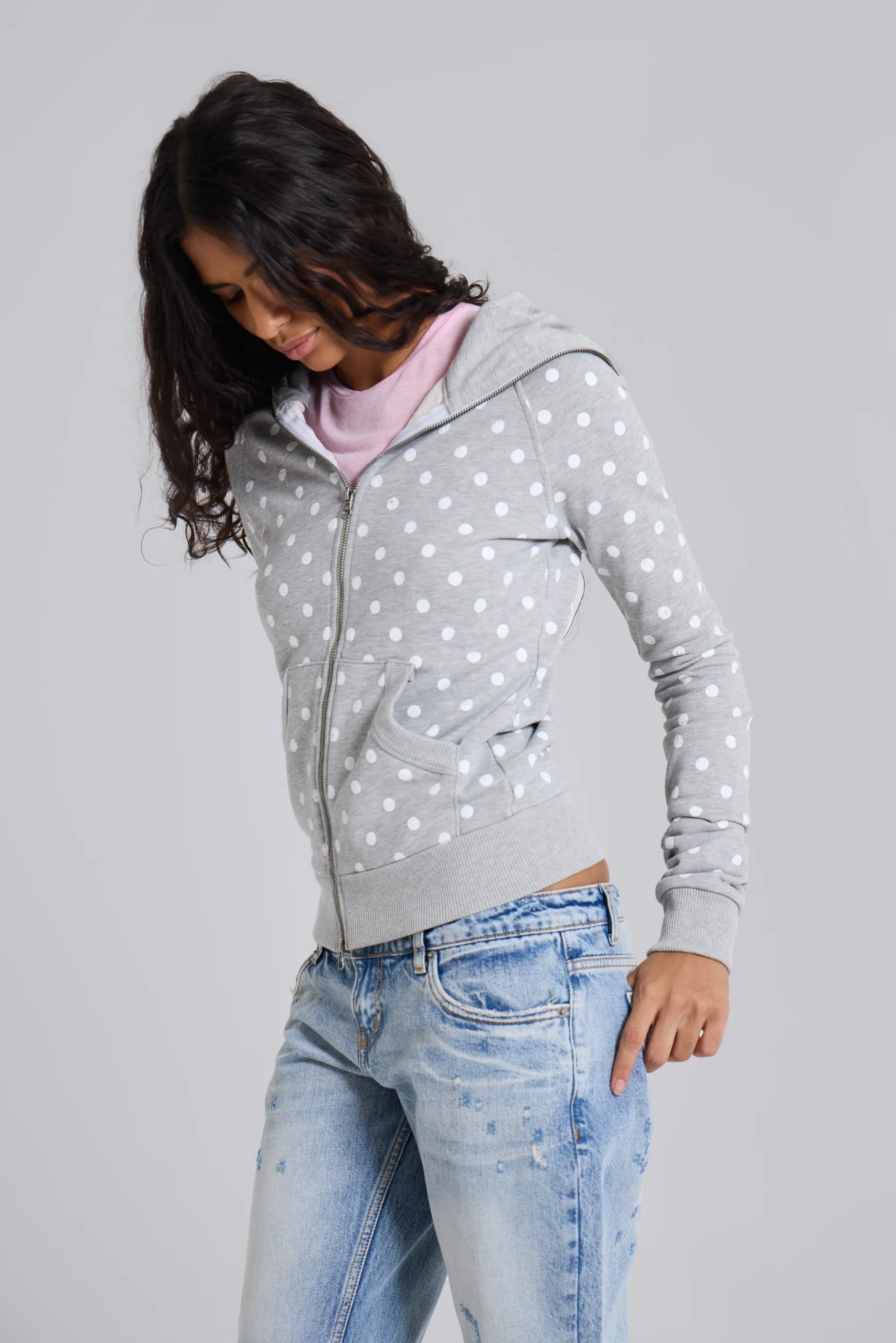 Grey Polkadot Hoodie