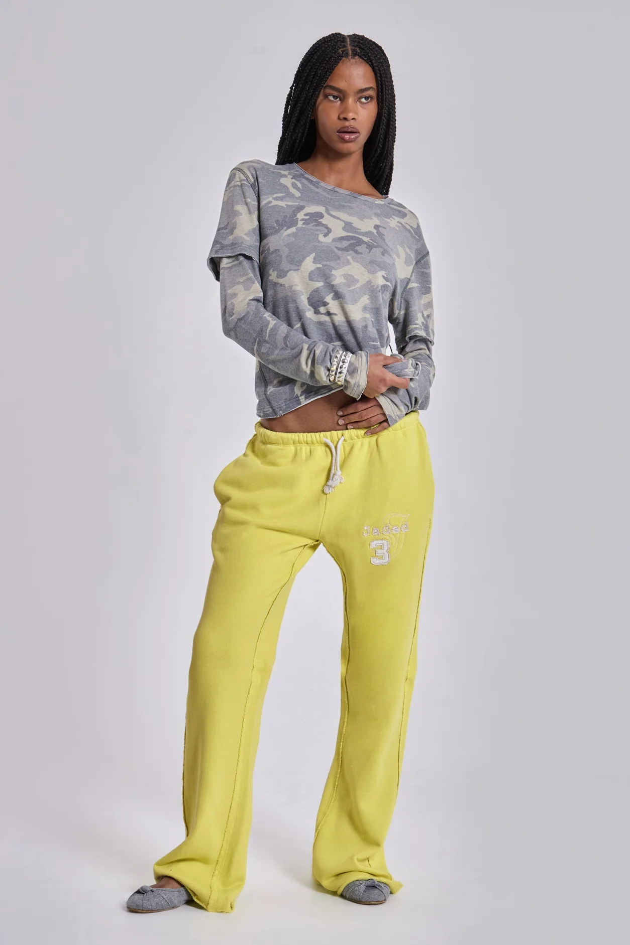 Cleo Slouchy Bootcut Jogger in Neon
