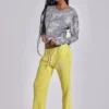 Cleo Slouchy Bootcut Jogger in Neon
